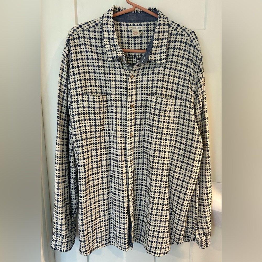 Carbon2Cobalt Navy and White Checkered Shirt